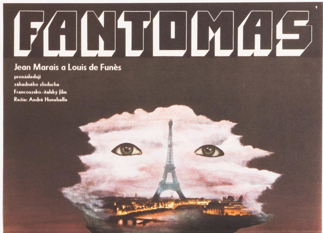 Original Film Poster, Fantomas, Jan Tománek, 1980, Genuine Czech Vintage Print photo furniture