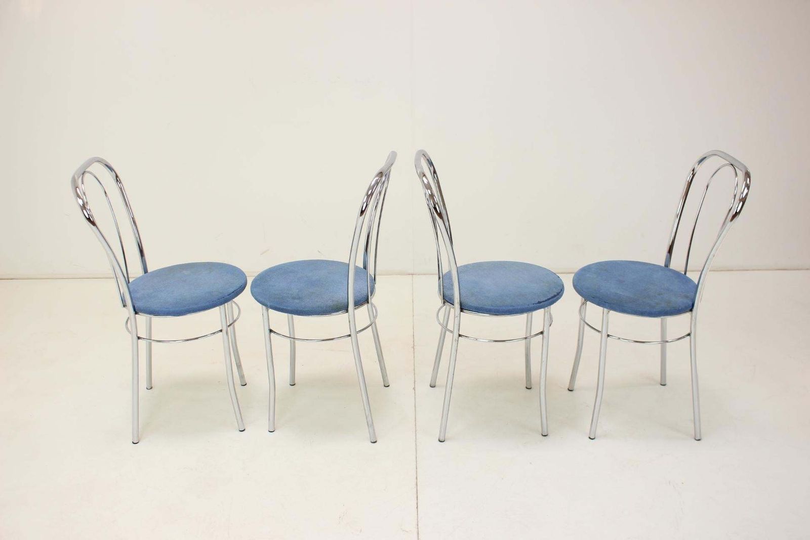 1980s Set Of Four Chrome Dining Chairs, Italy photo furniture