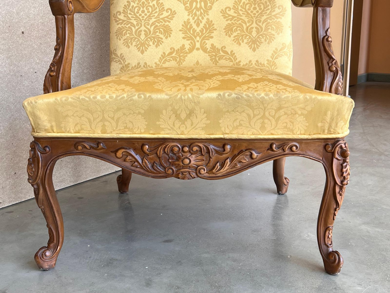 3731.0 Louis XVI Style Spanish Pair Of High Back Carved Walnut Armchairs, 1900s photo