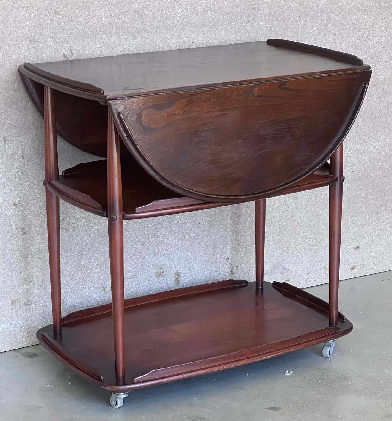 photo for sale Early 20th Bar Cart With Three Tier And Two Leafs Convertible In Tea Table