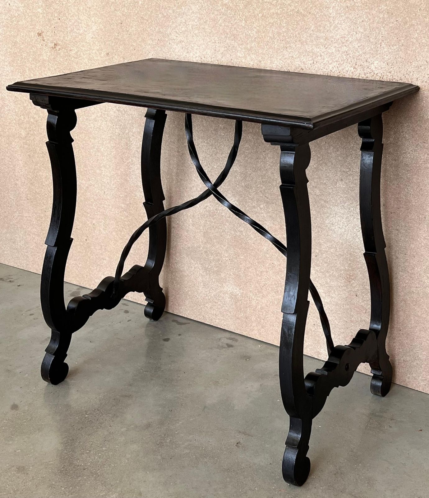 Side Table Of Walnut With Carved Lyre Legs And Top, Spanish, 19th Century photo Furniture