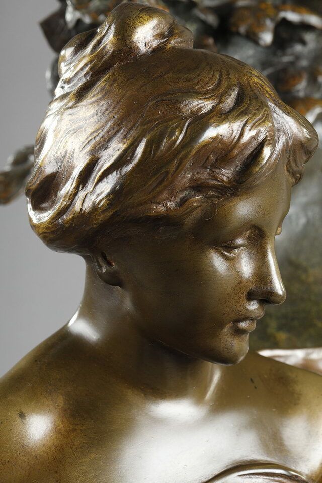 Home Decor Sculpture Memoria In Patinated Bronze Signed Emile Louis Picault Late 19th Century photo