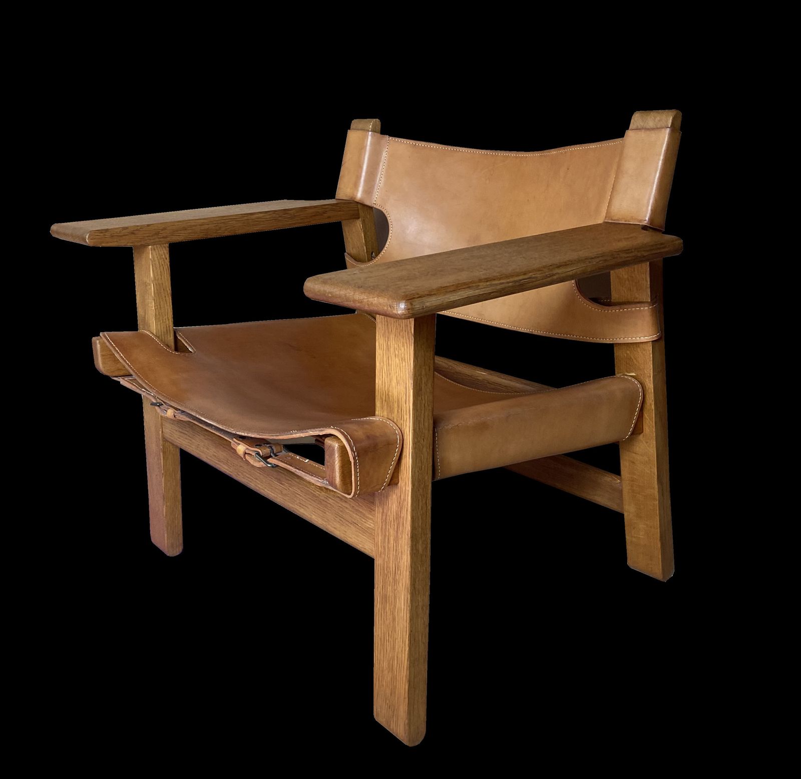 Spanish Chair By Borge Mogensen For Fredericia In Oak And Cognac Leather photo furniture