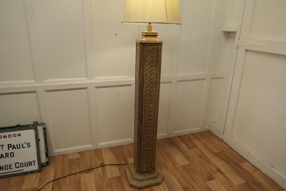 Tall Art Deco Bamboo Cane Column Floor Lamp photo furniture