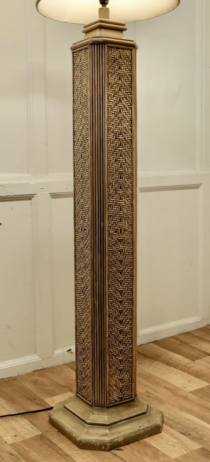 Tall Art Deco Bamboo Cane Column Floor Lamp photo 960.0
