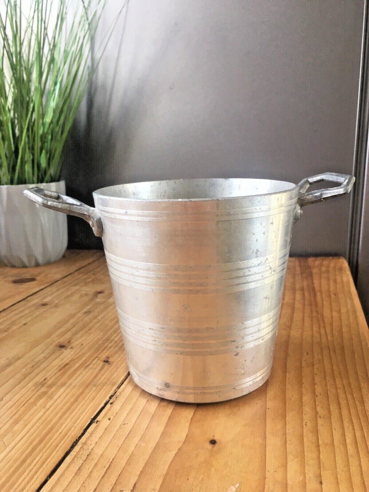 photo for sale Small Art Deco Banded Aluminium Champagne Wine Bottle Ice Bucket Cooler Bar Item
