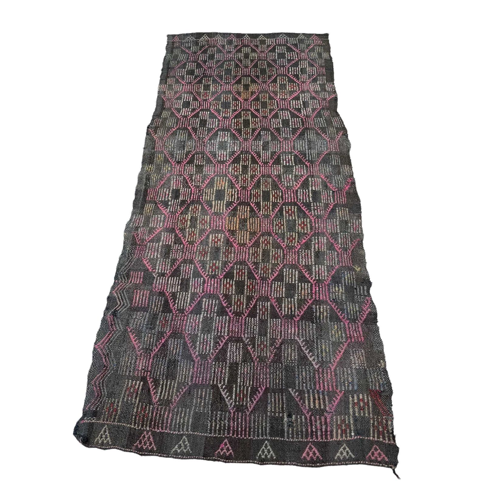 Traditionele Turkse Kilim Loper – Shabby Vintage Wollen Kelim Loper, 195 X 74 Cm photo for sale