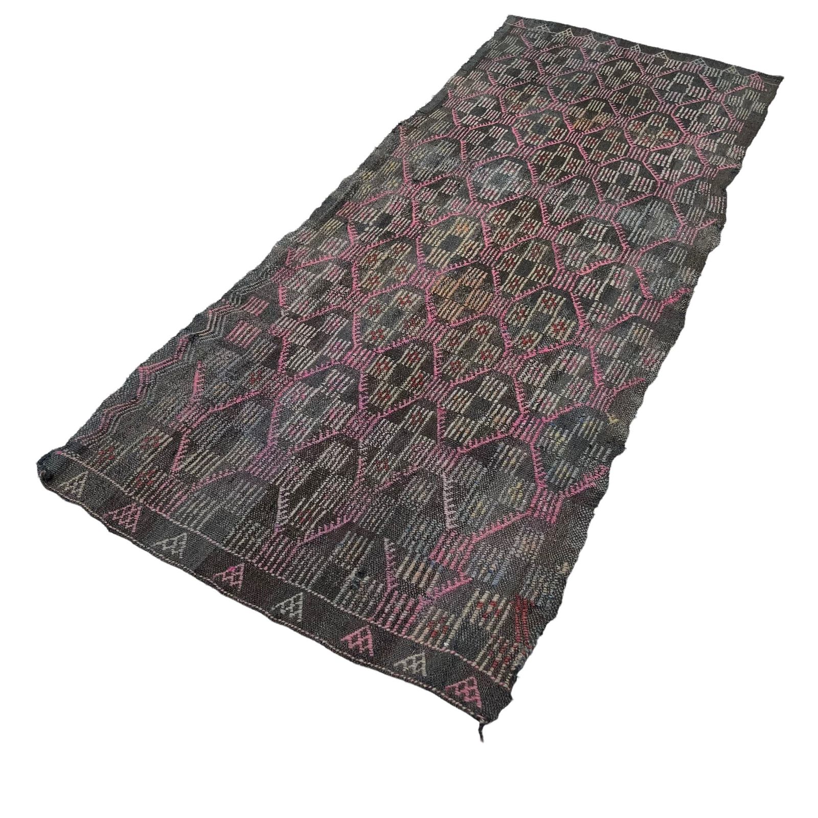 Traditional Turkish Kilim Rug Runner Shabby Vintage Wool Country Home Kelim Runner 195 X 74 Cm photo Textiles