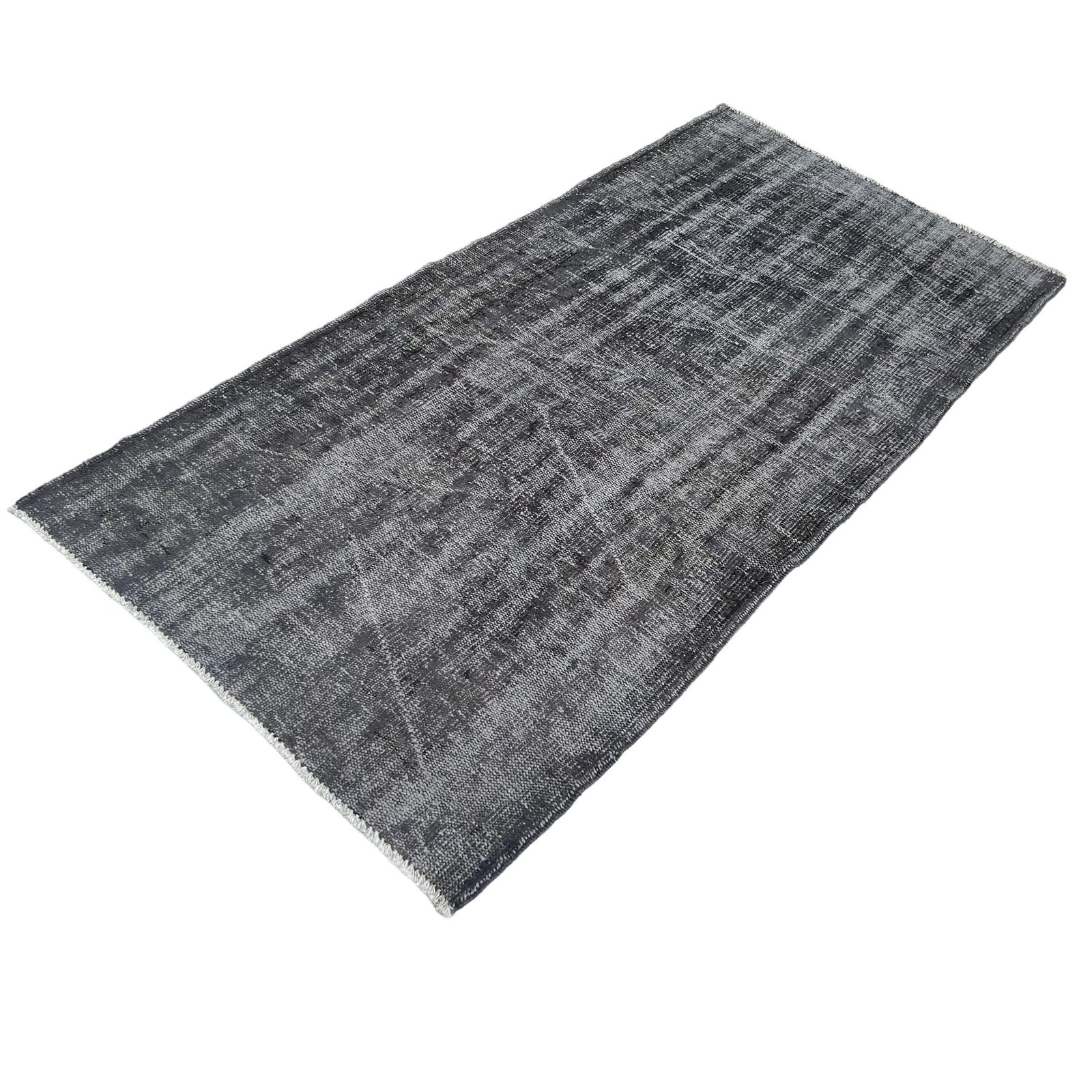 426.0 Distressed Turkish Rug 203 X 103 Cm Wool Vintage Rug, Over Dyed Gray photo