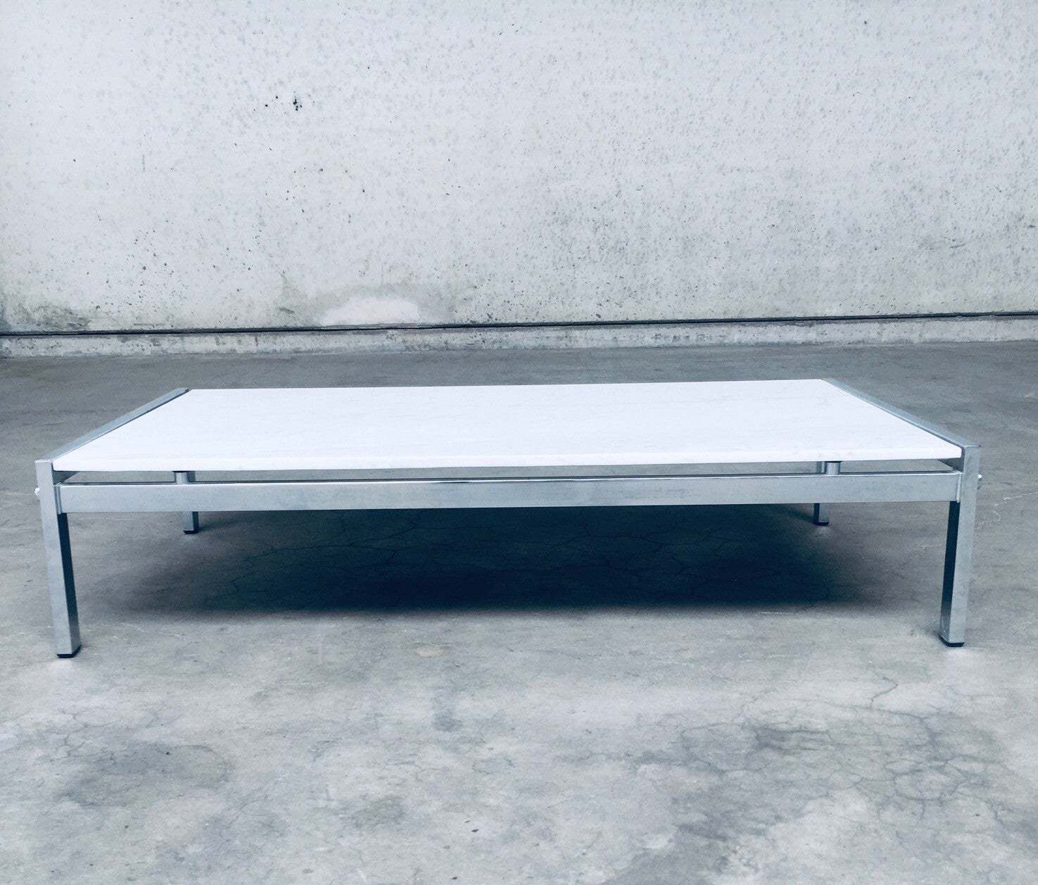 photo for sale Postmodern Design Carrara Marble Low Coffee Table, Italy 1970's