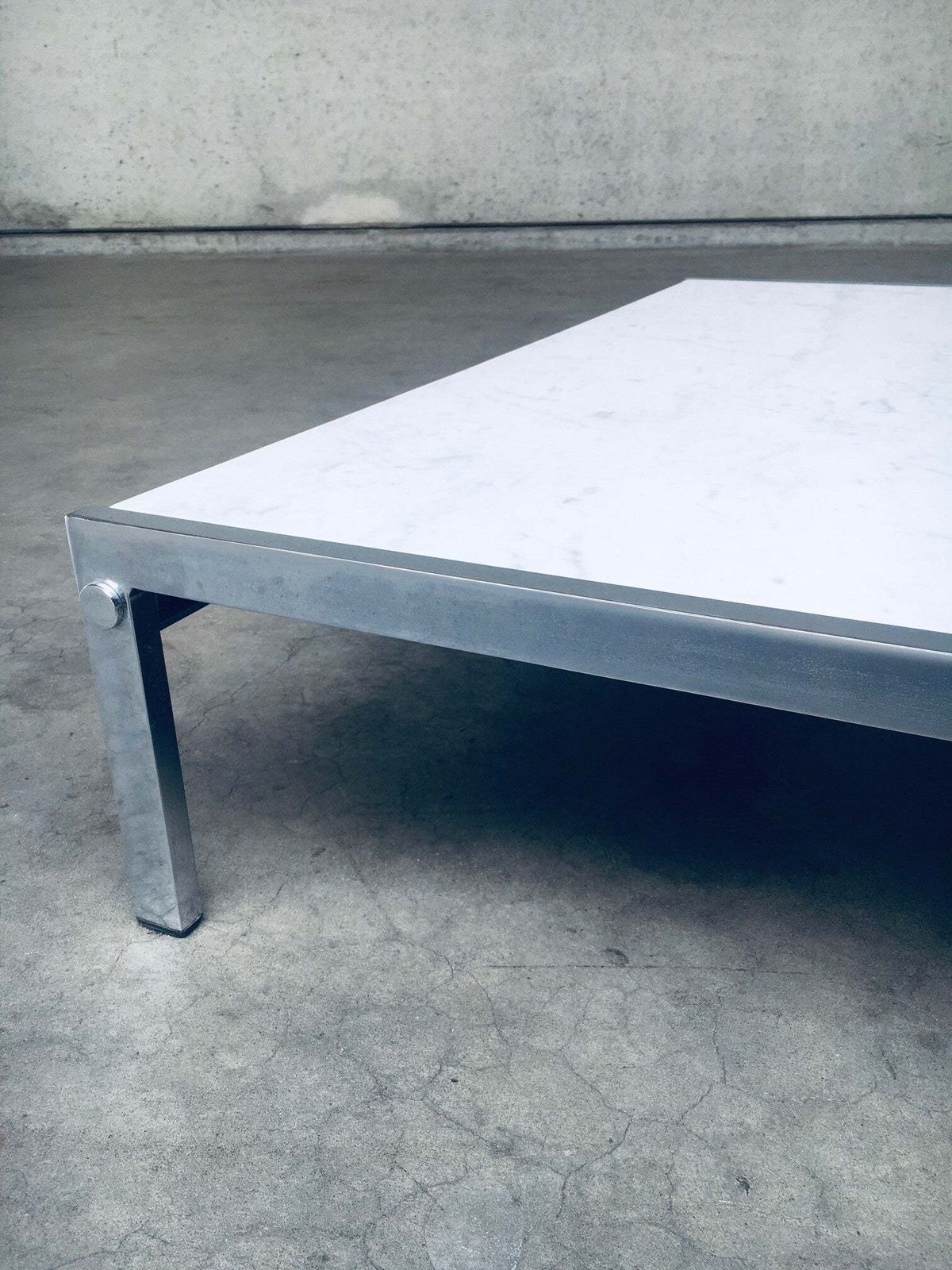 photo buy Postmodern Design Carrara Marble Low Coffee Table, Italy 1970's