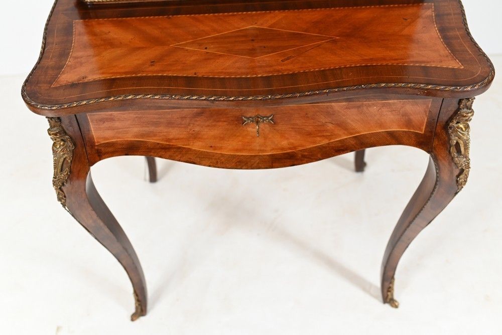French Bonheur De Jour Desk Painted Placques Kingwood 1930s photo buy