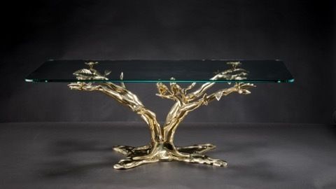 Stunning Mid Century Polished Brass "Bonsai Tree" Coffee Table In The Manner Of Willy Daro, Belgium Circa 1970’s photo furniture