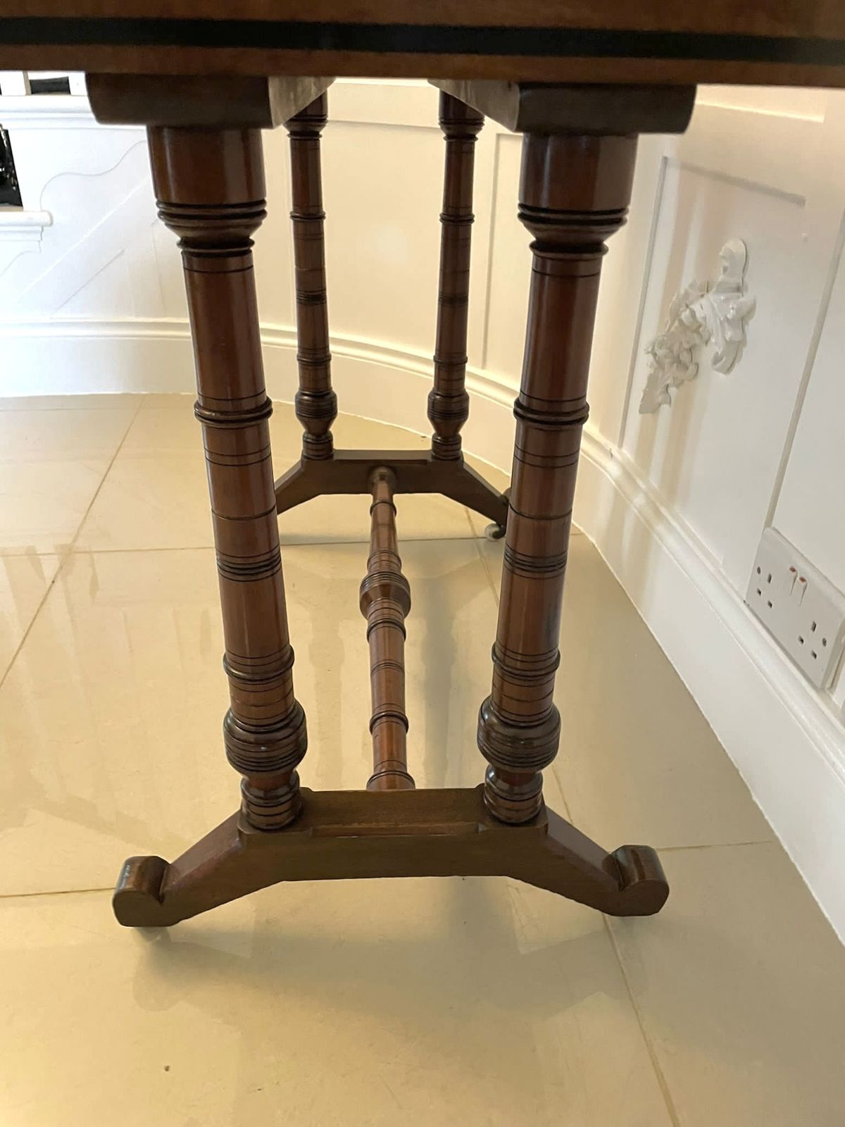 1545.0 Antique Quality Oak And Ebony Fold Over Card Table photo