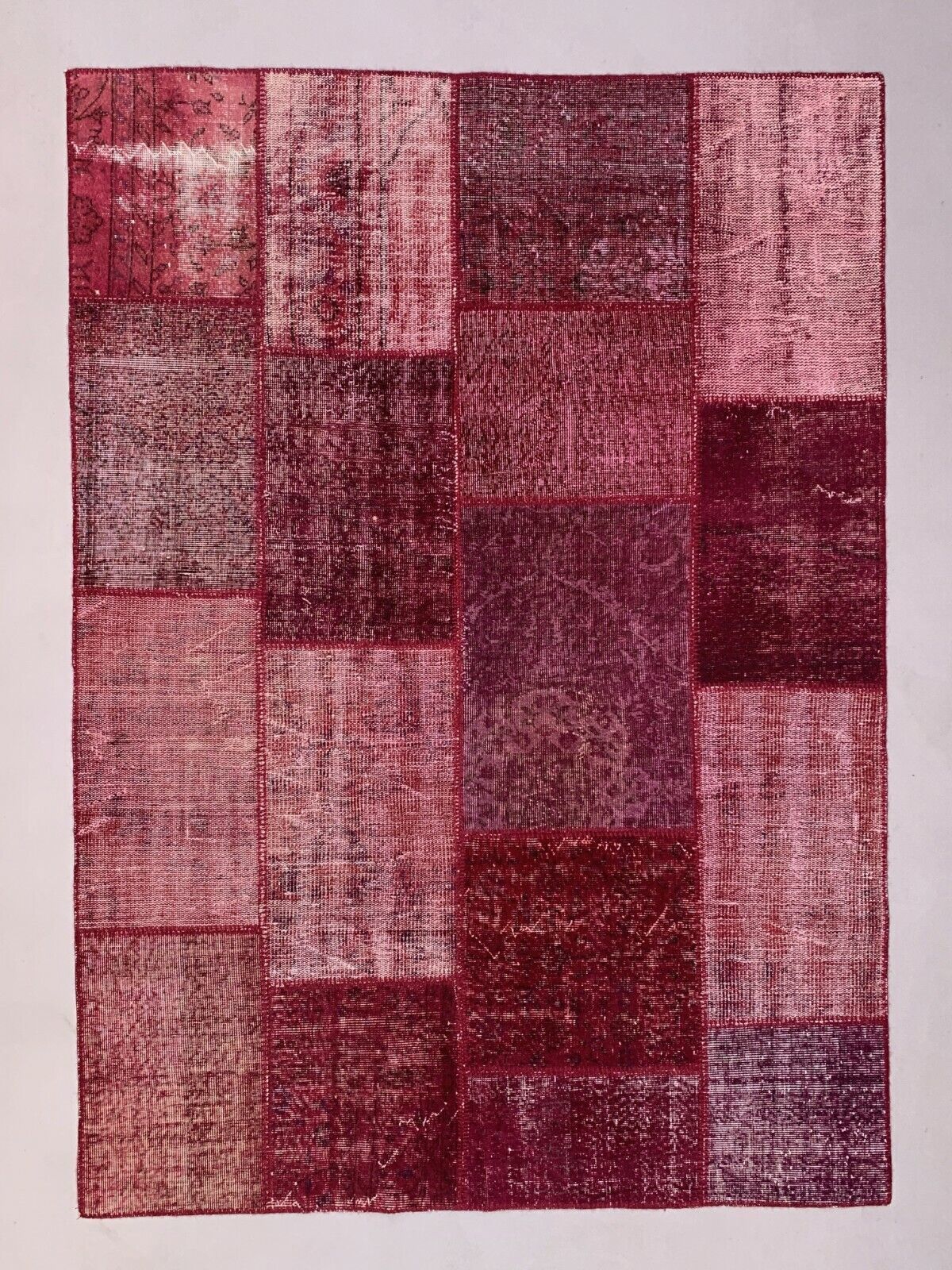 Distressed Turkish Patchwork Rug 240x170 Cm Wool Vintage Shabby Tribal Red Large photo furniture