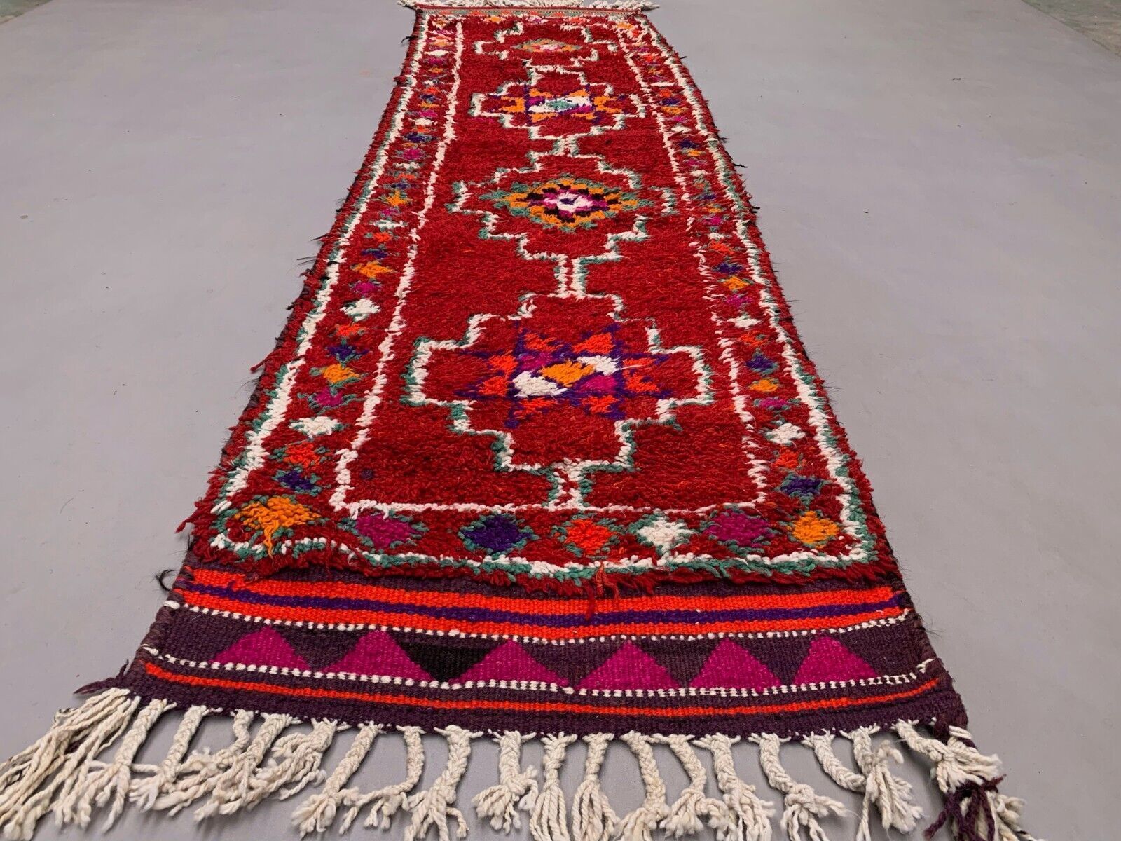 Vintage Turkish Tribal Runner 330x90 Cm Veg Dye Wool Rug Tribal, Handmade photo furniture