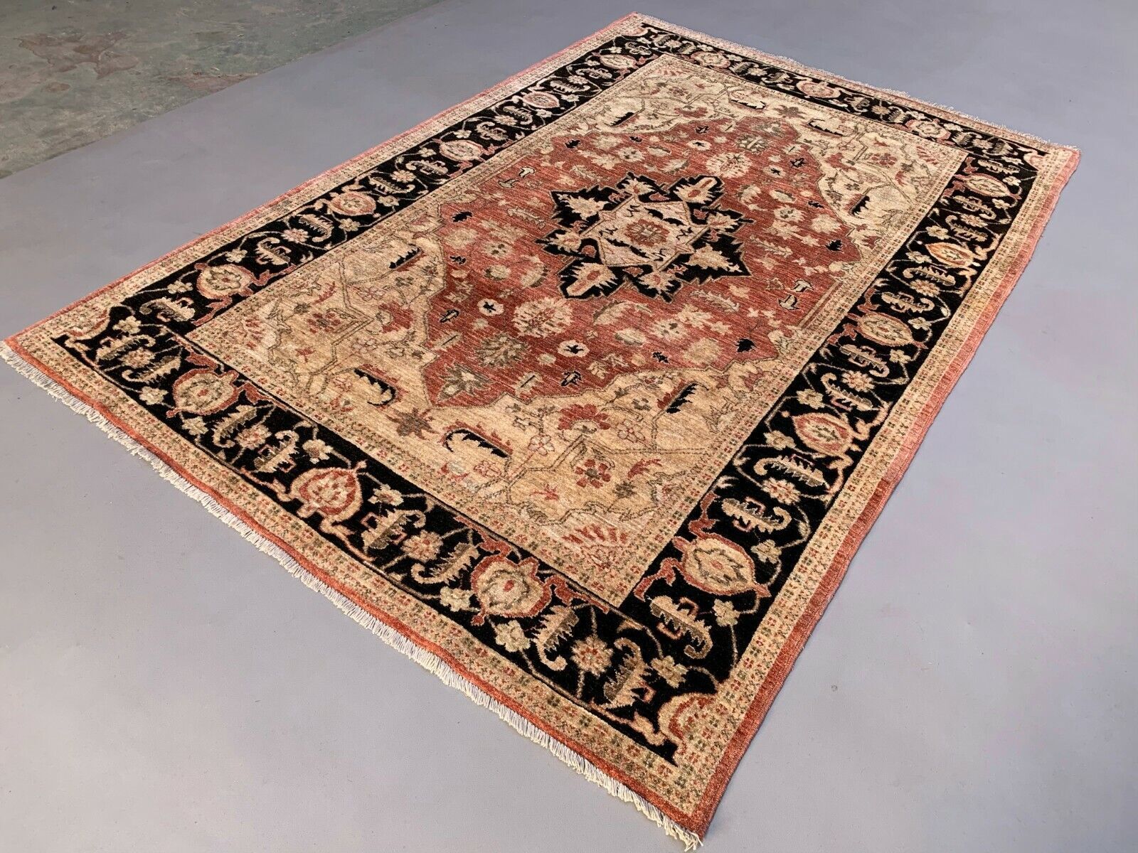 Fine Afghan Wool Ziegler Rug 276x184 Cm Handmade Chobi Red, Beige Black, Large photo Textiles