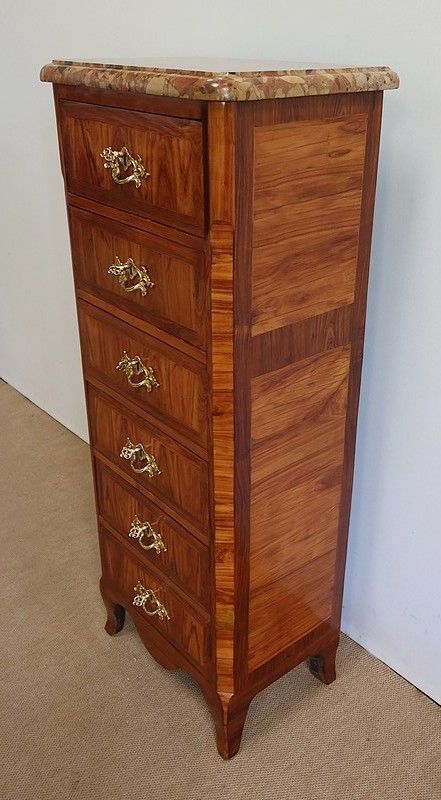 Small Chiffonier In Wooden Veneer, Stamped Boudin, Transition Period Louis XIV / Louis XV – 1760 photo furniture