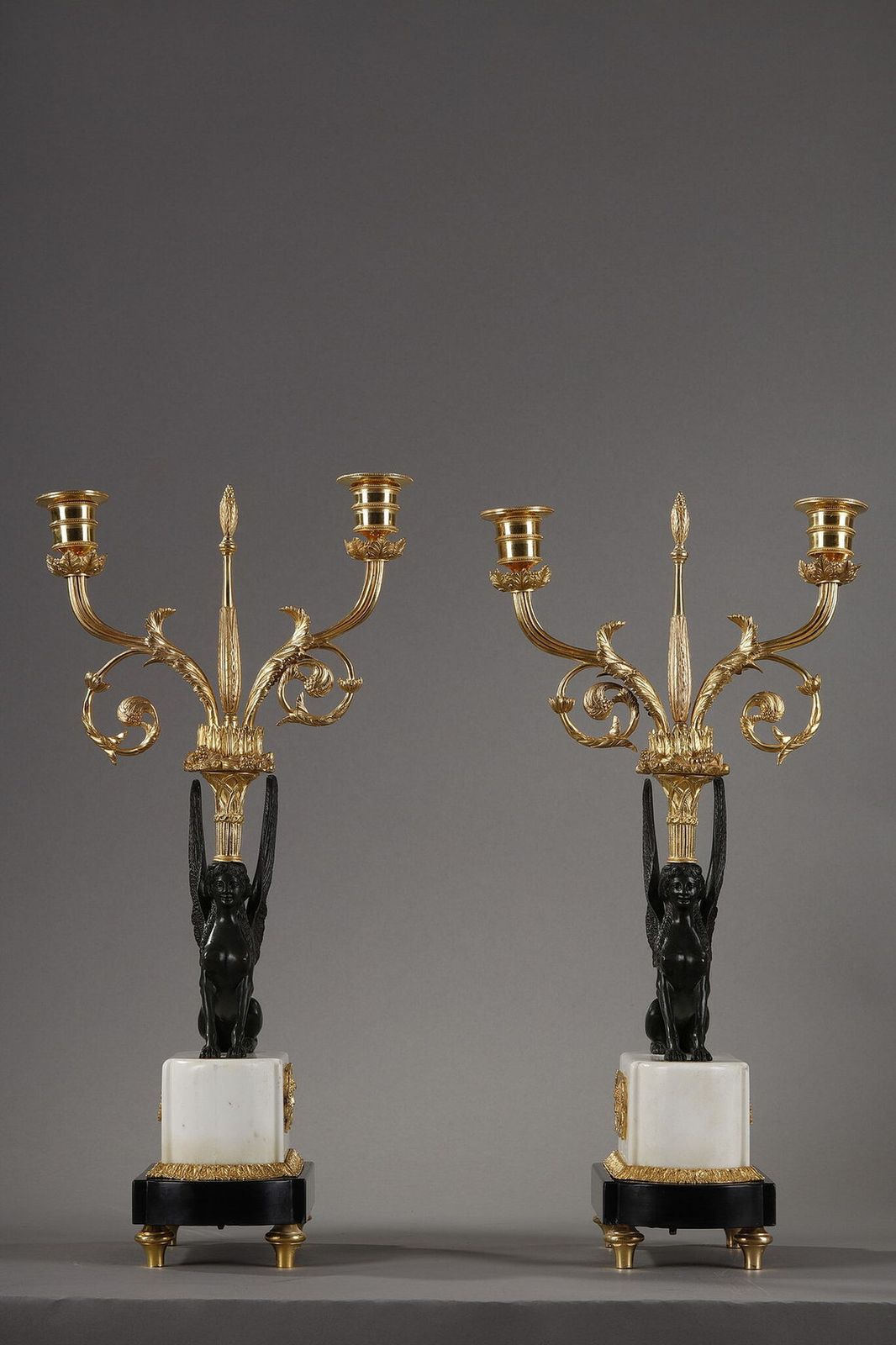 Pair Of Candelabras "Aux Sphinges" Directoire Period photo furniture