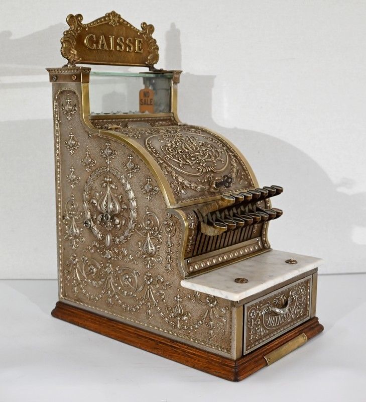 Small Cash Register Model In Chiseled Bronze, "National Cash Register Co.", Model 312   Early 20th Century
