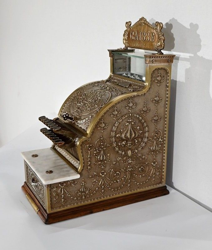 Small Cash Register Model In Chiseled Bronze, "National Cash Register Co.", Model 312   Early 20th Century photo for sale
