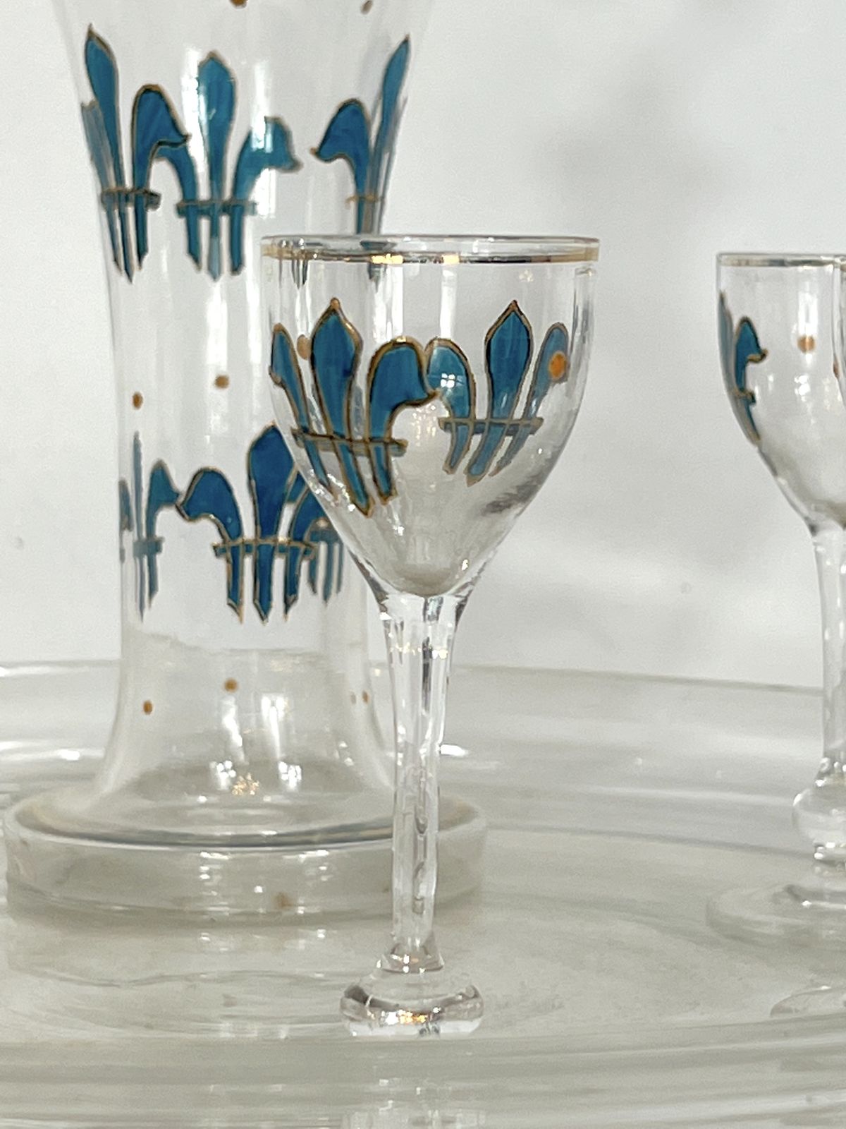 Italian Art Nouveau Glass Liquor Set From 1920s photo for sale