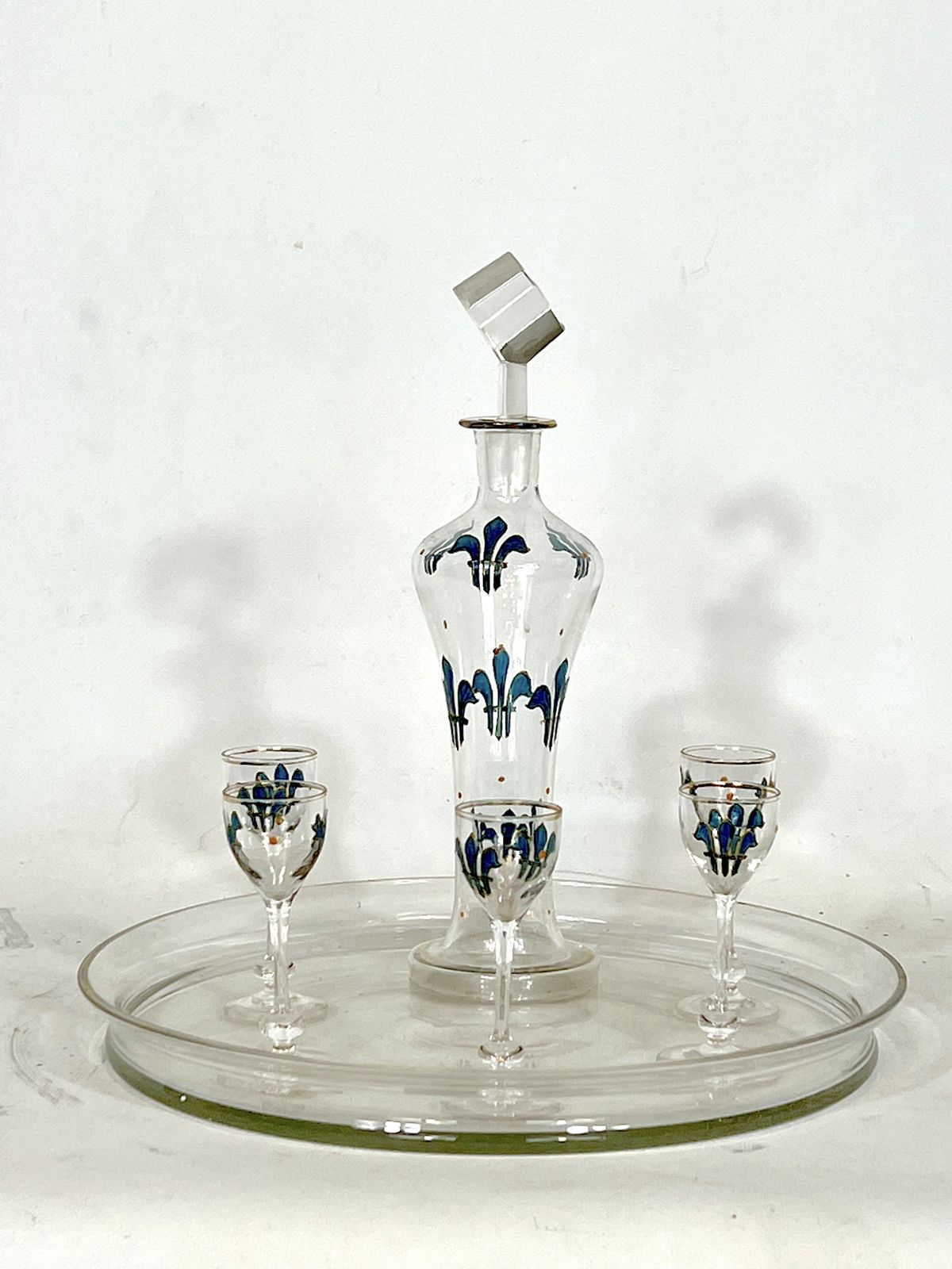 Italian Art Nouveau Glass Liquor Set From 1920s photo vinterior