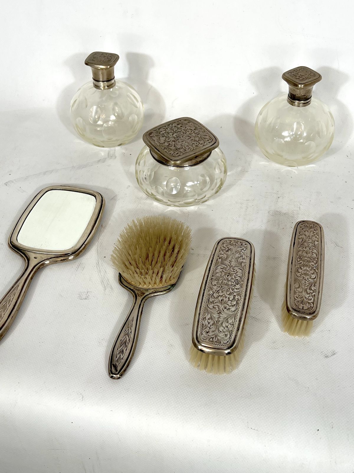 Mid Century Italian Toilet Set In Silver Plated And Blown Murano Glass From 40s photo 708.5