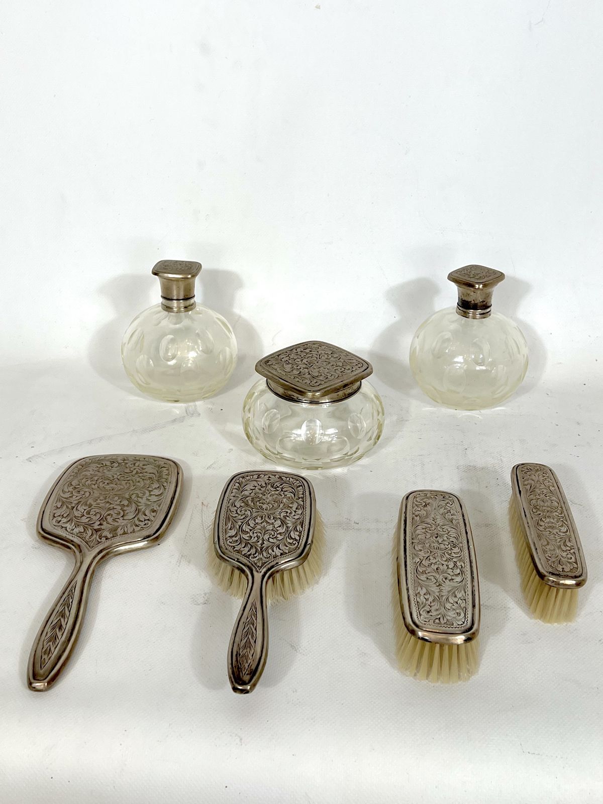 photo buy Mid Century Italian Toilet Set In Silver Plated And Blown Murano Glass From 40s