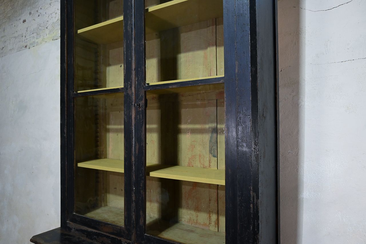 photo for sale Tall 19th Century French Black Painted Glazed Cabinet