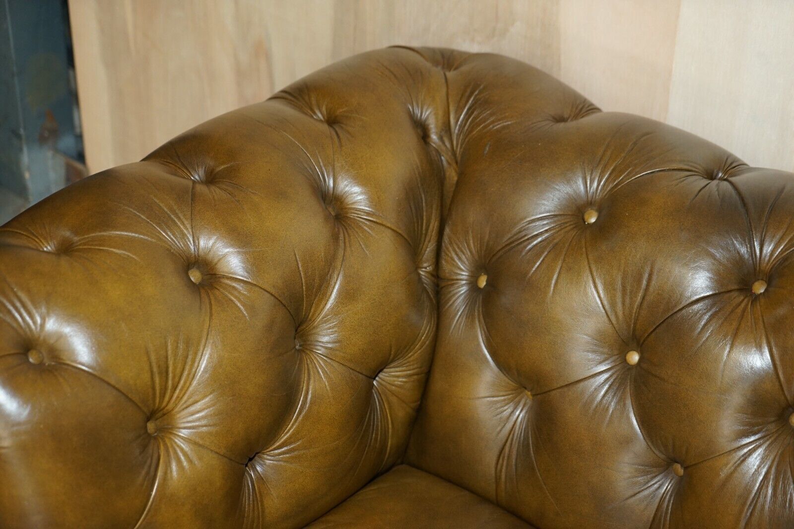 Vintage Chesterfield Club 3 Piece Sofa & Pair Of Armchairs Suite Green Leather photo 3850.0
