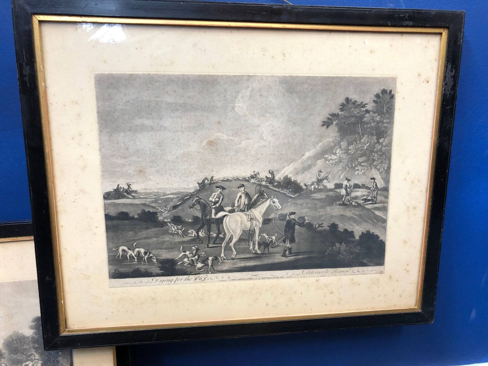 Antique Georgian Mezzotint Set Of 6 Hunting Prints Seymour Burford 1787 Rob Sayer In Black And Gold Frames Stunning photo for sale