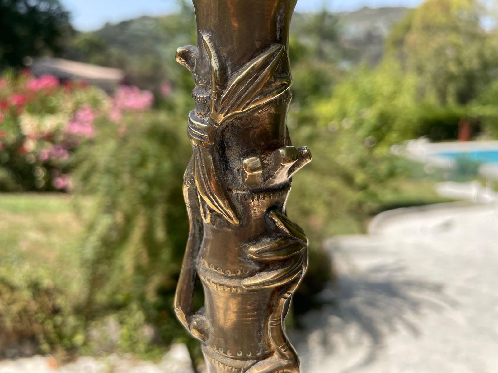 Asian Lamp In Brass And Gold Coloured, Faux Bamboo, France, Circa 1940 photo for sale