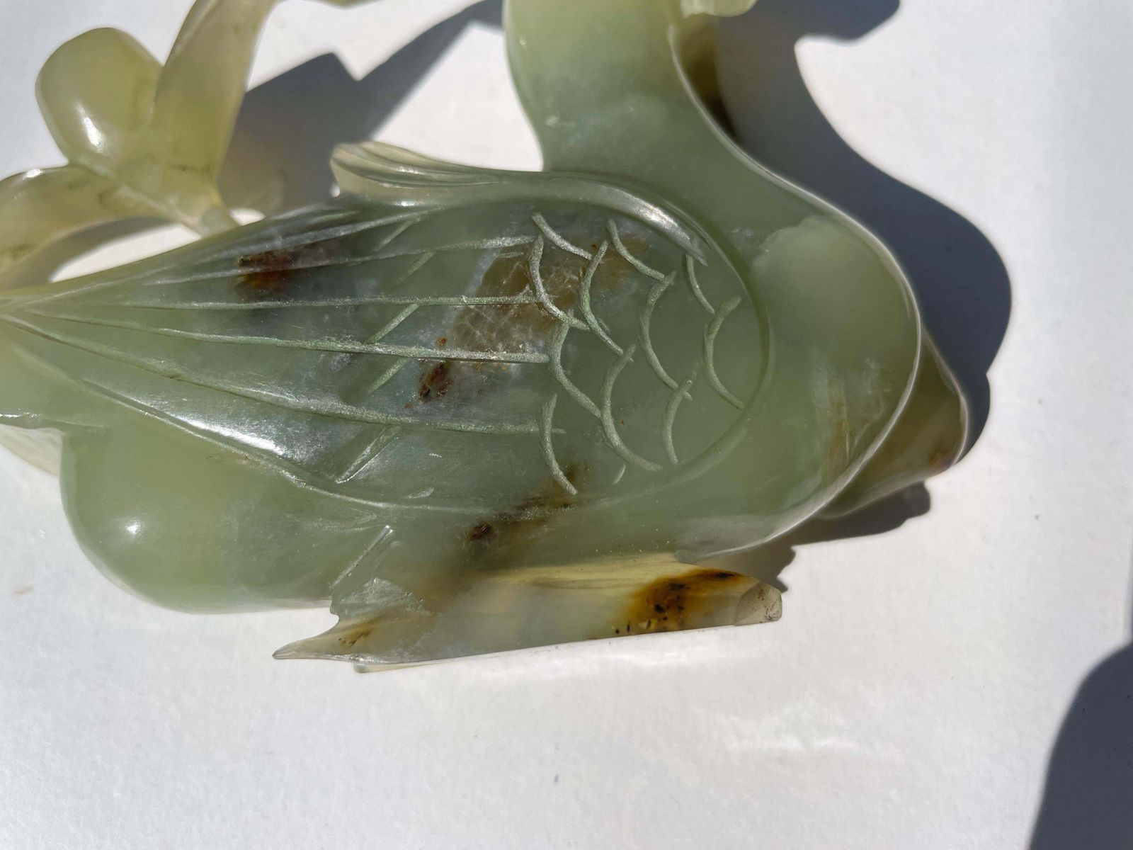 Antique Carved Figure, An Oriental, Jade Study Of Bird Of Para, China 20th photo buy