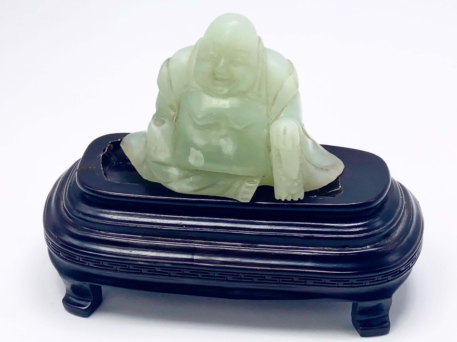 Chinese Carved Jade Figural Sculpture Of Laughing Buddha, Budai, 20th Century photo furniture