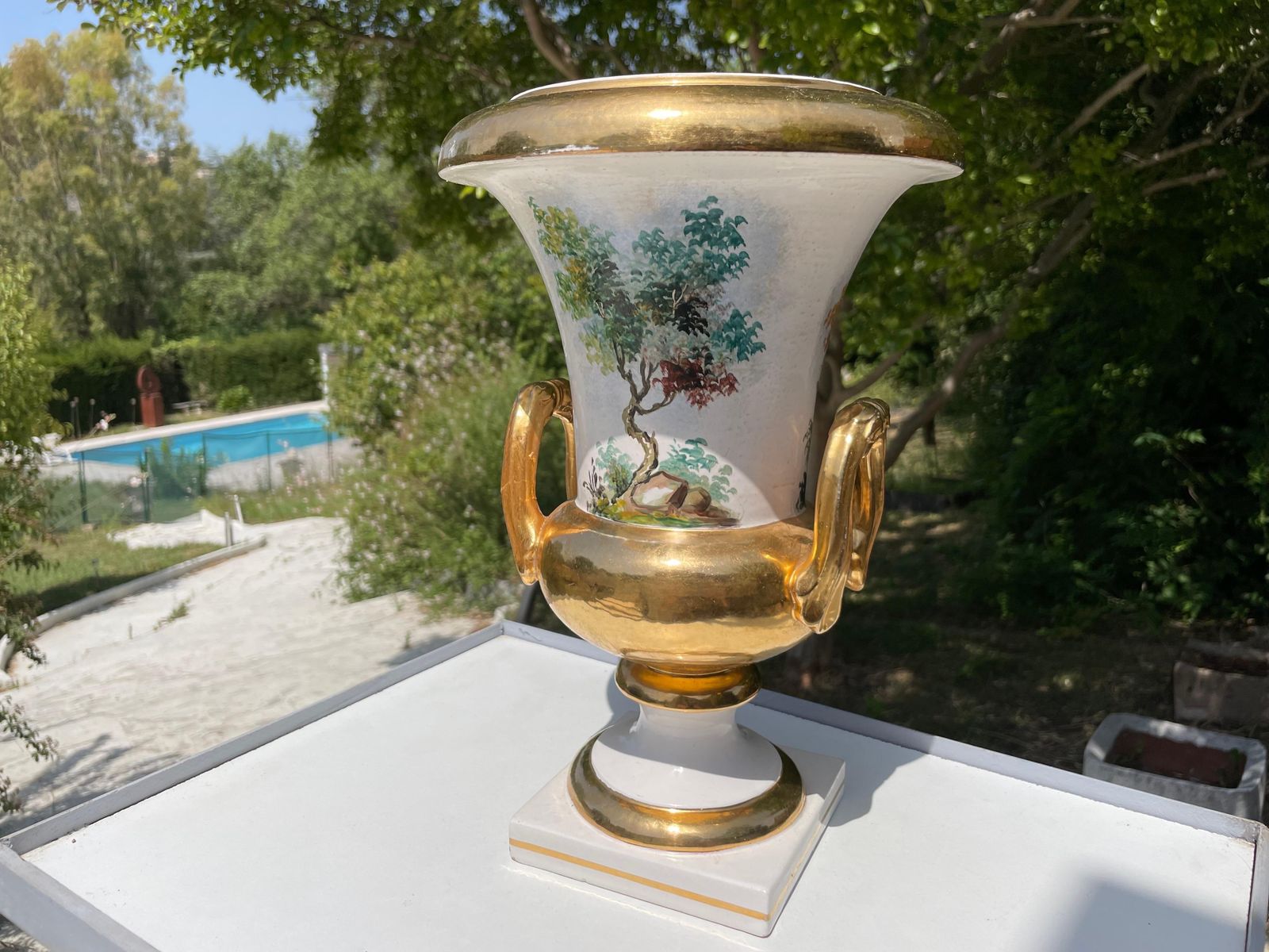 Pair Of Neoclassical Porcelain Vases, Signed And Numbered, Italy 19th Century photo furniture