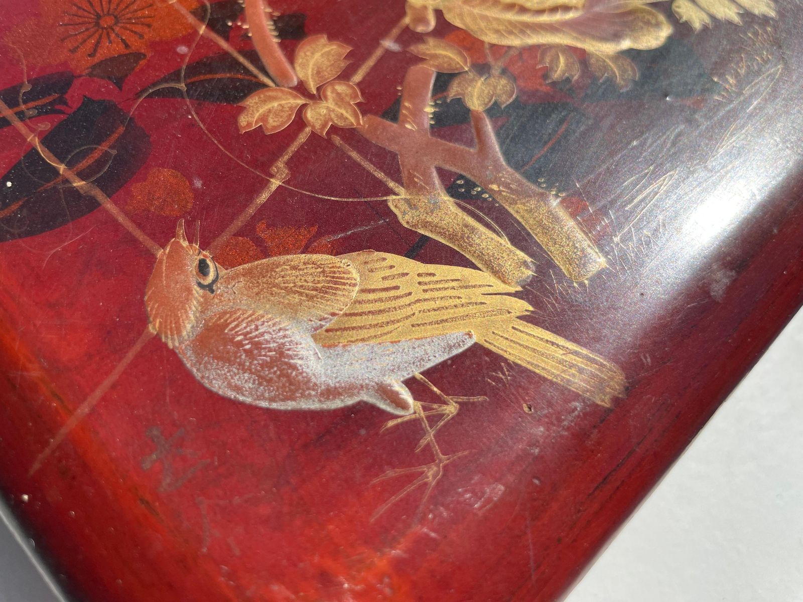 Wood Lidded Box, Hand Painted And Lacquered, Japanese,Early 20century photo Home Decor