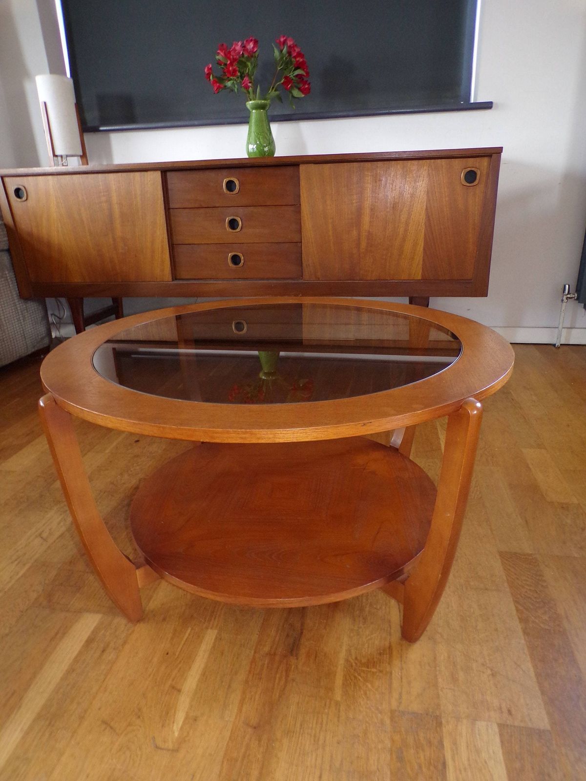 Mid Century Vintage Glass Teak Coffee Table photo Furniture