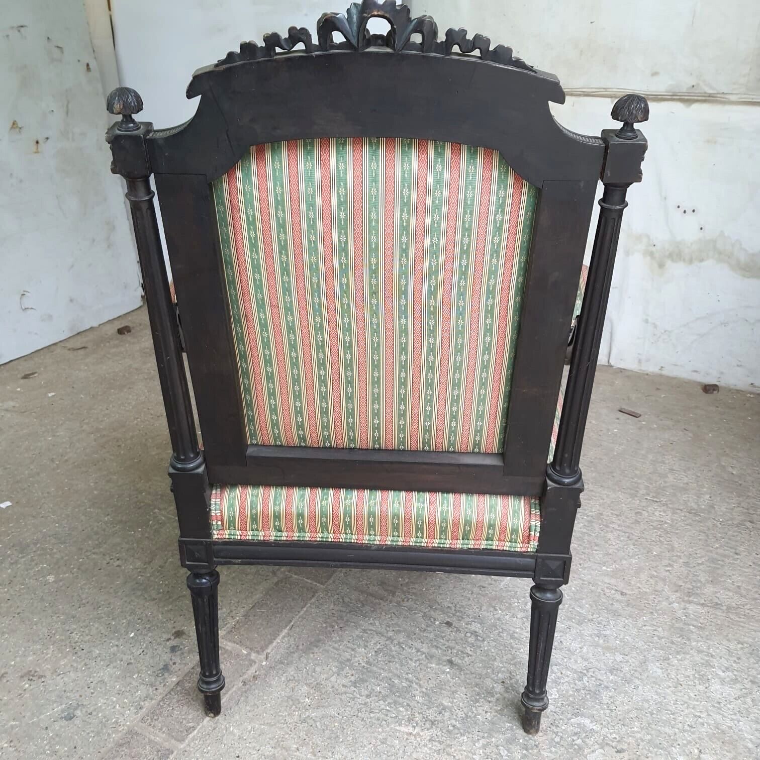 225.0 Antique Victorian Ebonised Open Armchair Deep Sprung Carved photo