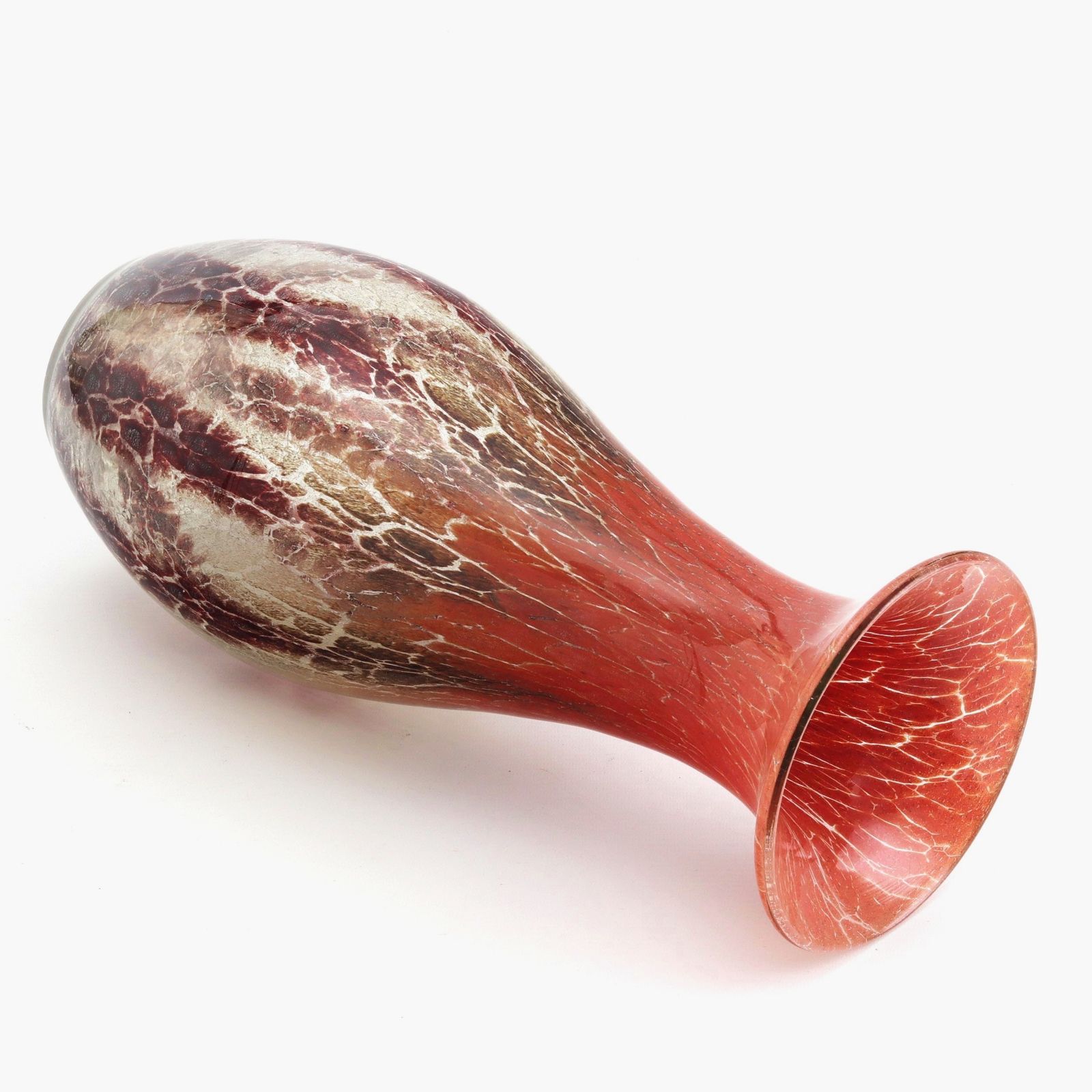 Wmf Art Deco Tall Ikora Red Skittle Glass Vase By Karl Wiedmann C1930s photo for sale