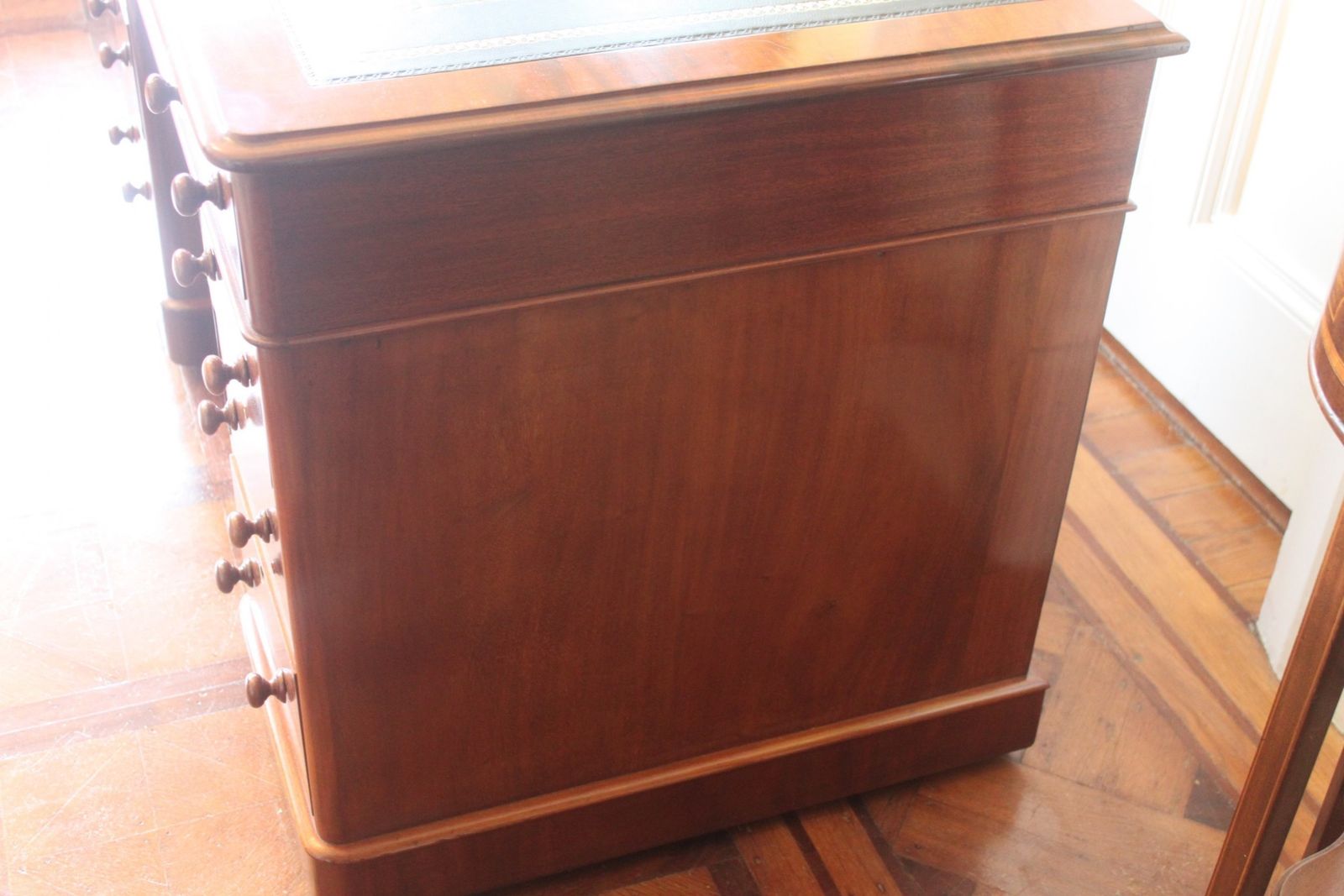 Victorian Mahogany Pedestal Desk By Edwards & Roberts photo 3246.75