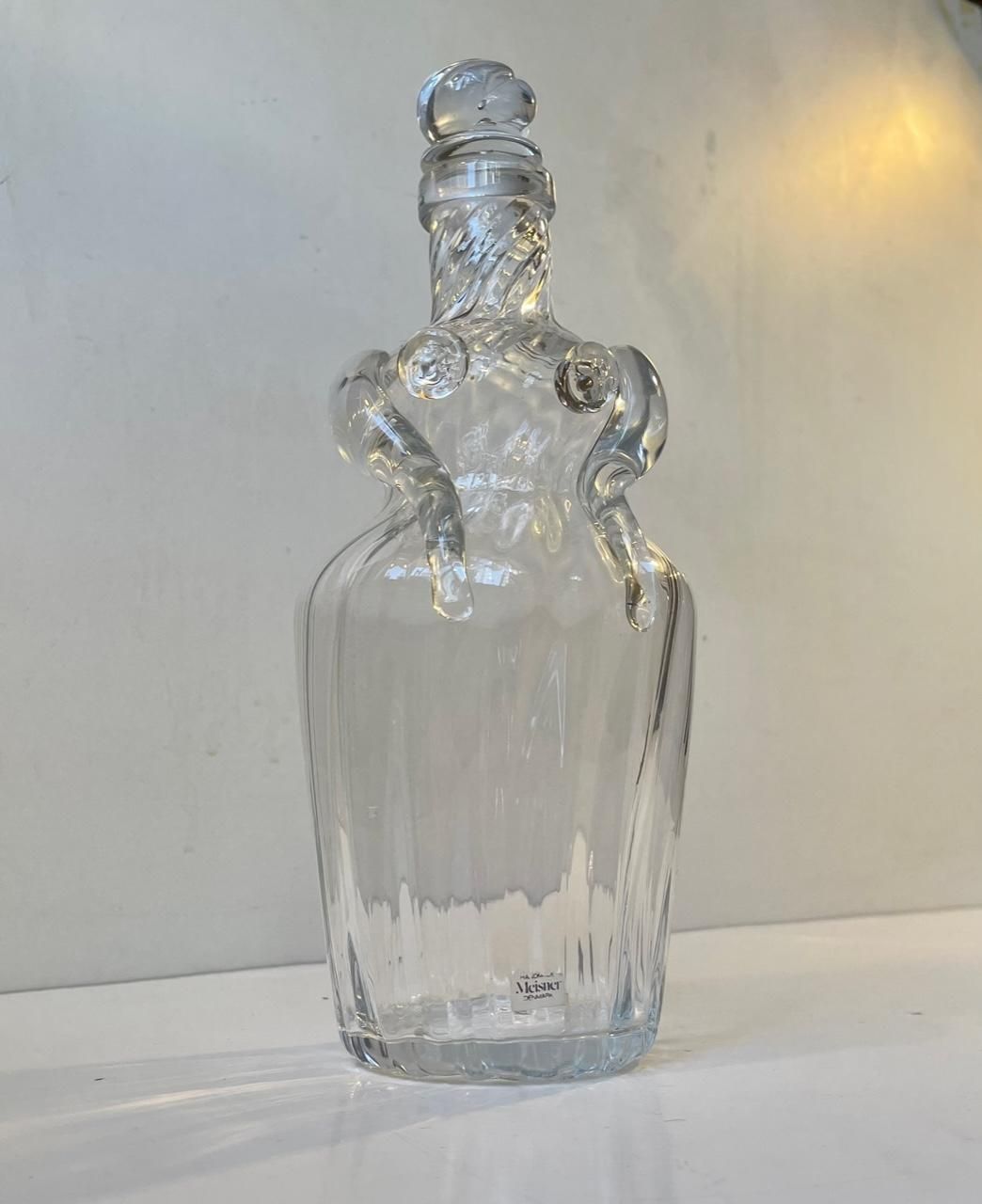 Hand Blown Figural Woman Decanter In Optical Glass By Erik Meisner, 1970s photo 339.0