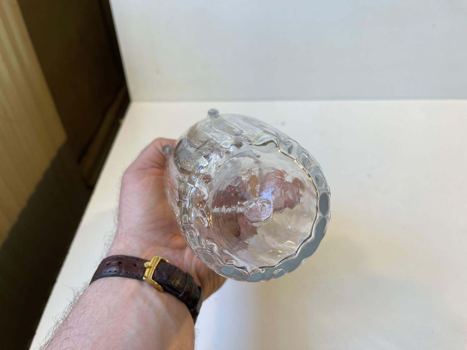 Hand Blown Figural Woman Decanter In Optical Glass By Erik Meisner, 1970s photo buy