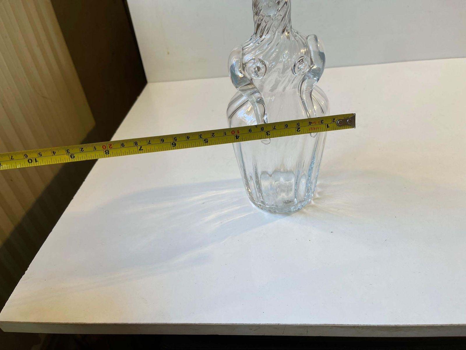 Hand Blown Figural Woman Decanter In Optical Glass By Erik Meisner, 1970s photo vintage