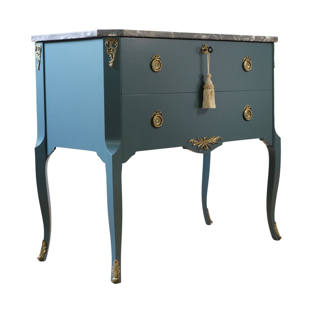Gustavian Style Commode With Green Finish photo furniture