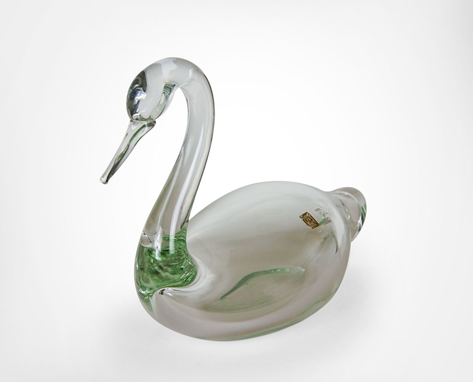photo furniture Licio Zanetti Murano Large Swan Sculpture In Clear Glass 4.65kg Labeled