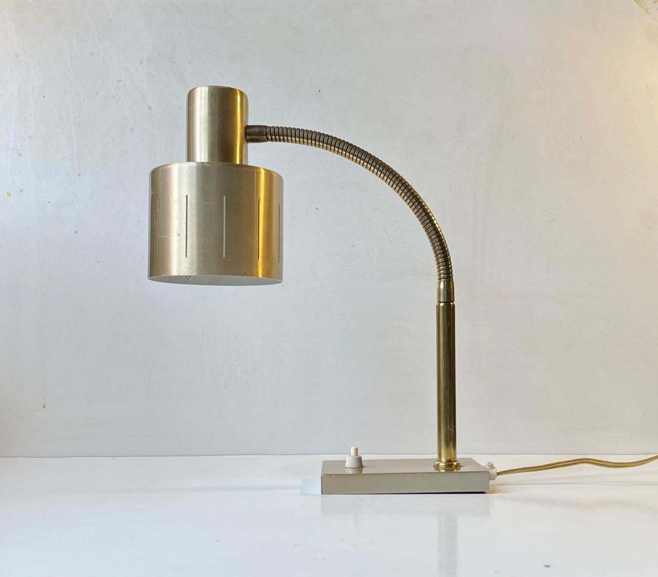 Scandinavian Modern Adjustable Brass Desk Lamp By Vitrika, 1970s photo for sale