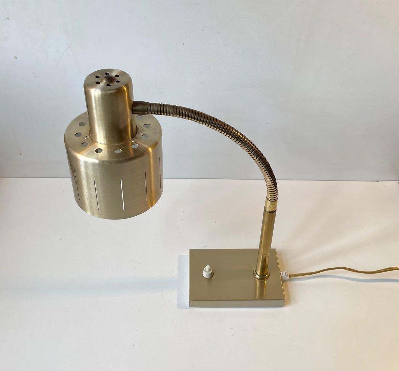 Scandinavian Modern Adjustable Brass Desk Lamp By Vitrika, 1970s photo Lighting