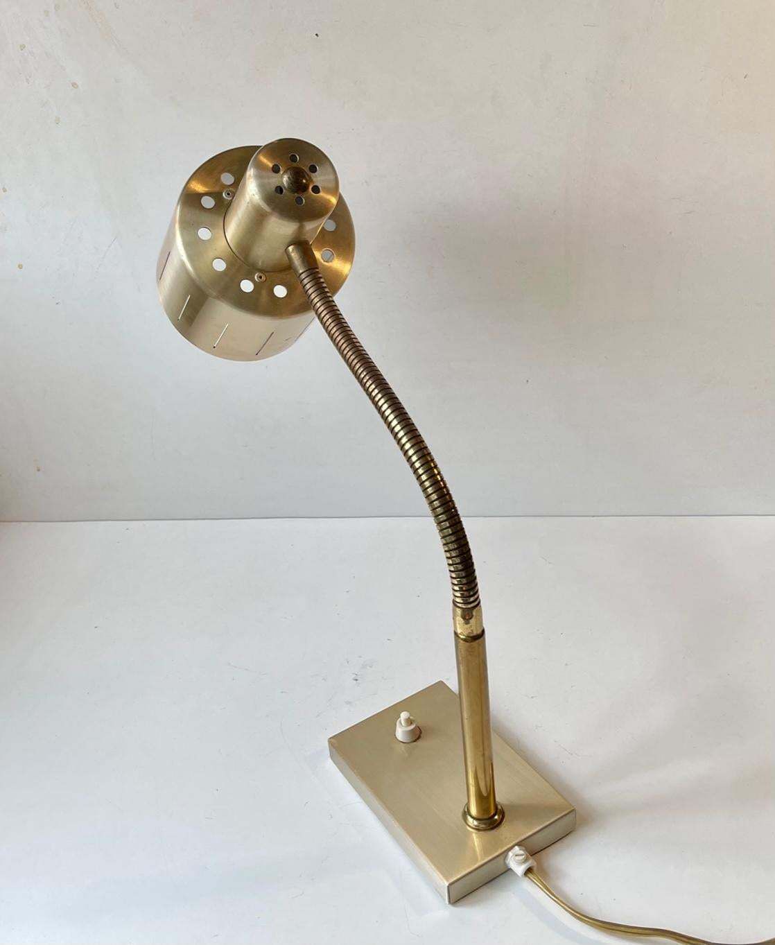 Scandinavian Modern Adjustable Brass Desk Lamp By Vitrika, 1970s photo buy