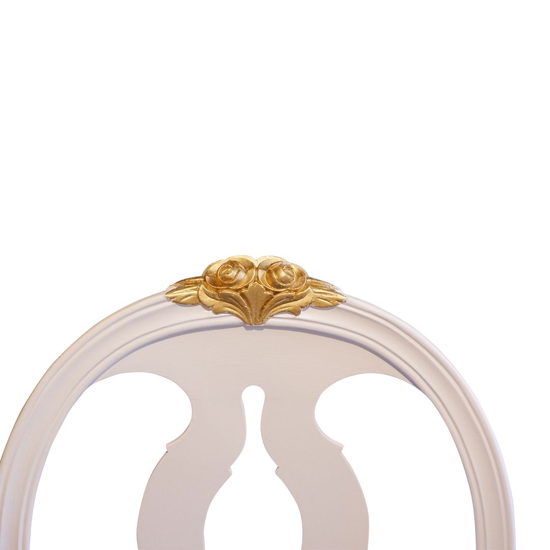 Pair Of Gustavian Rose Carved Chairs With Gold Carved Detailing photo for sale